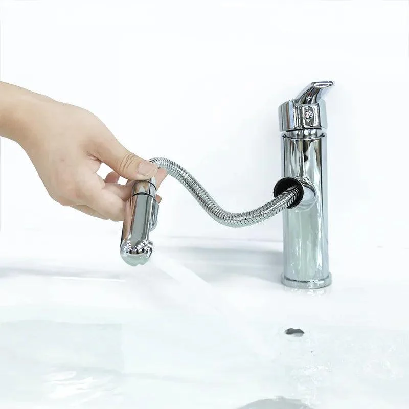 Pull-out Spray Bathroom Tap with Single Handle in Polished Chrome -Bathlova