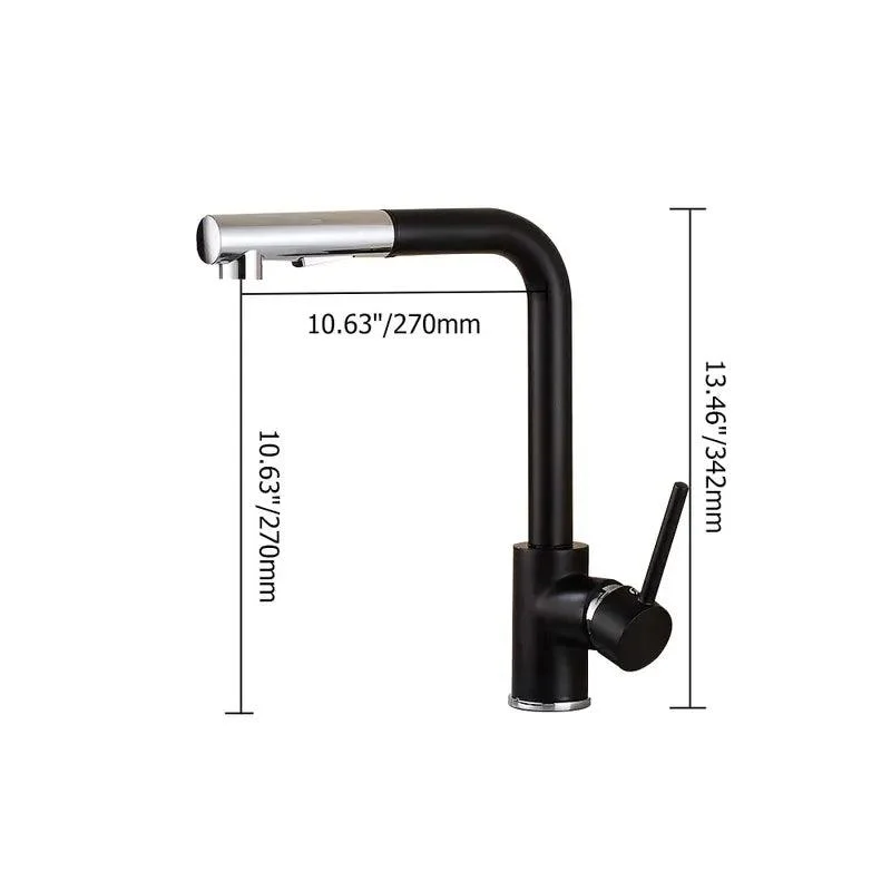 Pull-Out Spray Kitchen Tap Polished in Black & Chrome -Bathlova