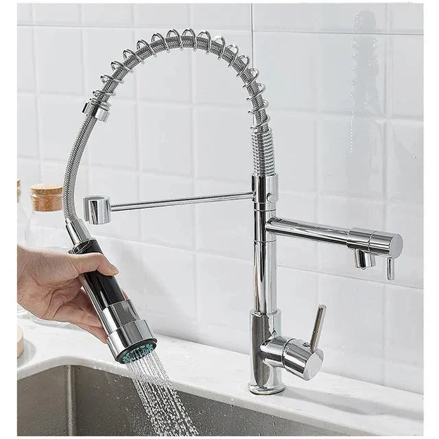 Pulling Kitchen Sink Tap Dual Outlet Deck Mounted Washing Basin Tap -Bathlova