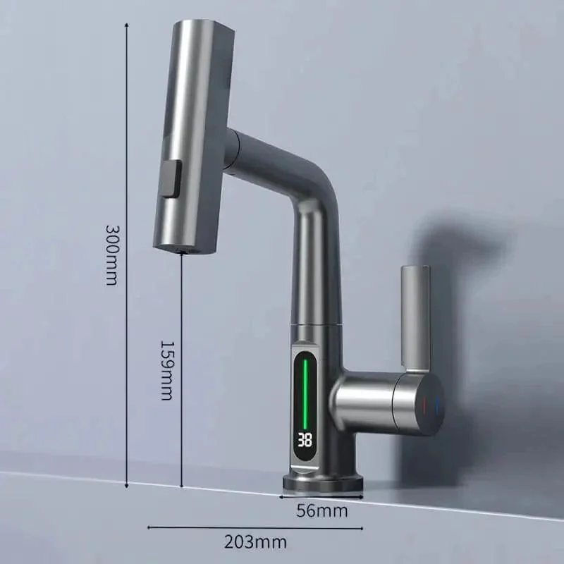 Pulling Lifting Digital Display Smart Kitchen Tap Stream Sprayer -Bathlova