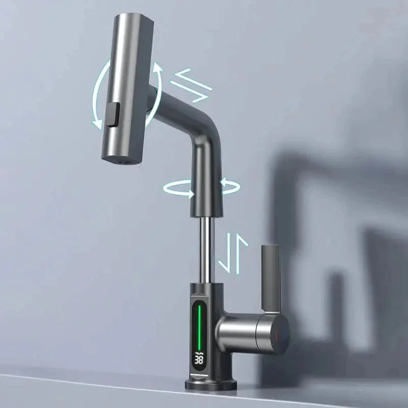 Pulling Lifting Digital Display Smart Kitchen Tap Stream Sprayer -Bathlova