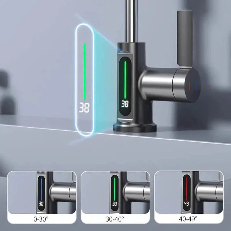 Pulling Lifting Digital Display Smart Kitchen Tap Stream Sprayer -Bathlova