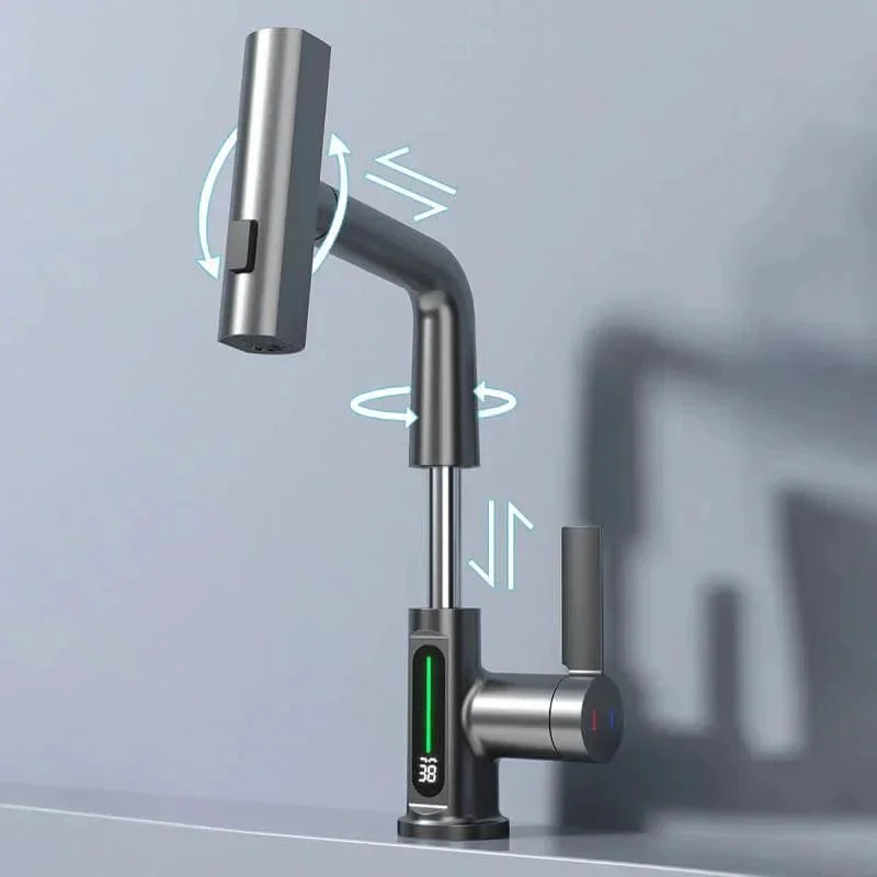 Pulling Lifting Digital Display Waterfall Basin Tap Stream Sprayer -Bathlova