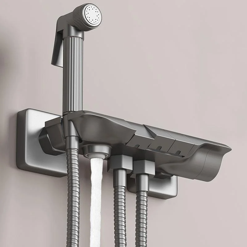 Push Button Shower System Wall Mount Handshower Square Shower System with Shower Hose -Bathlova