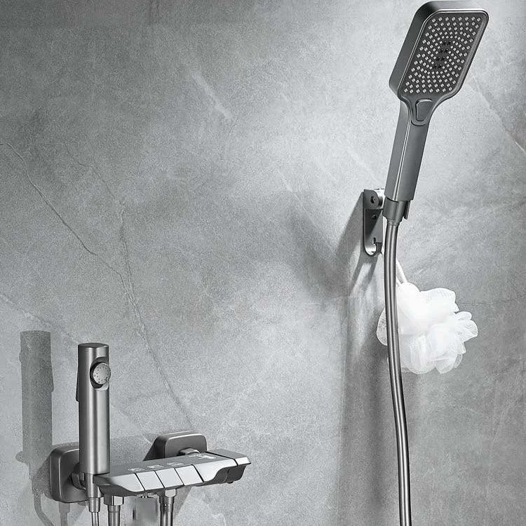 Push Button Shower System Wall Mount Handshower Square Shower System with Shower Hose -Bathlova