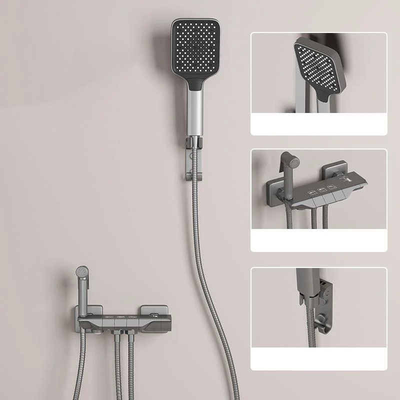 Push Button Shower System Wall Mount Handshower Square Shower System with Shower Hose -Bathlova