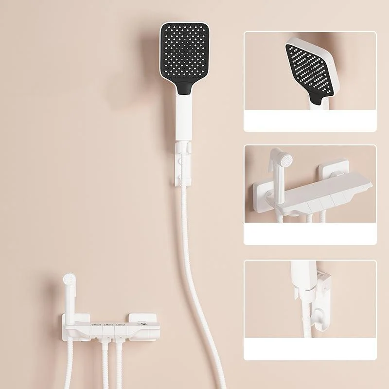 Push Button Shower System Wall Mount Handshower Square Shower System with Shower Hose -Bathlova