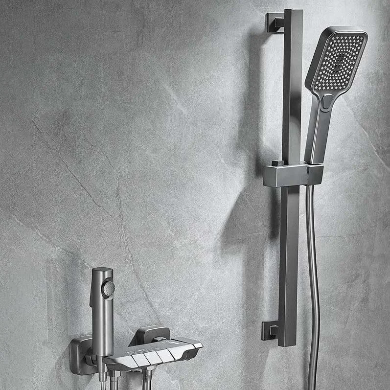 Push Button Shower System Wall Mount Handshower Square Shower System with Shower Hose -Bathlova