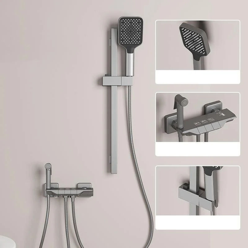 Push Button Shower System Wall Mount Handshower Square Shower System with Shower Hose -Bathlova