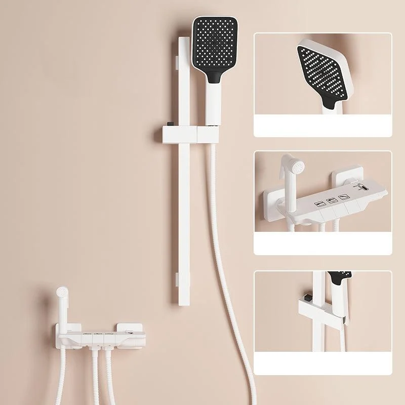 Push Button Shower System Wall Mount Handshower Square Shower System with Shower Hose -Bathlova