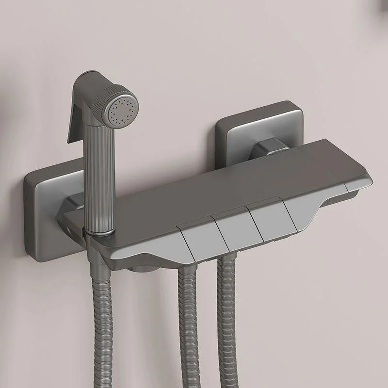 Push Button Shower System Wall Mount Handshower Square Shower System with Shower Hose -Bathlova