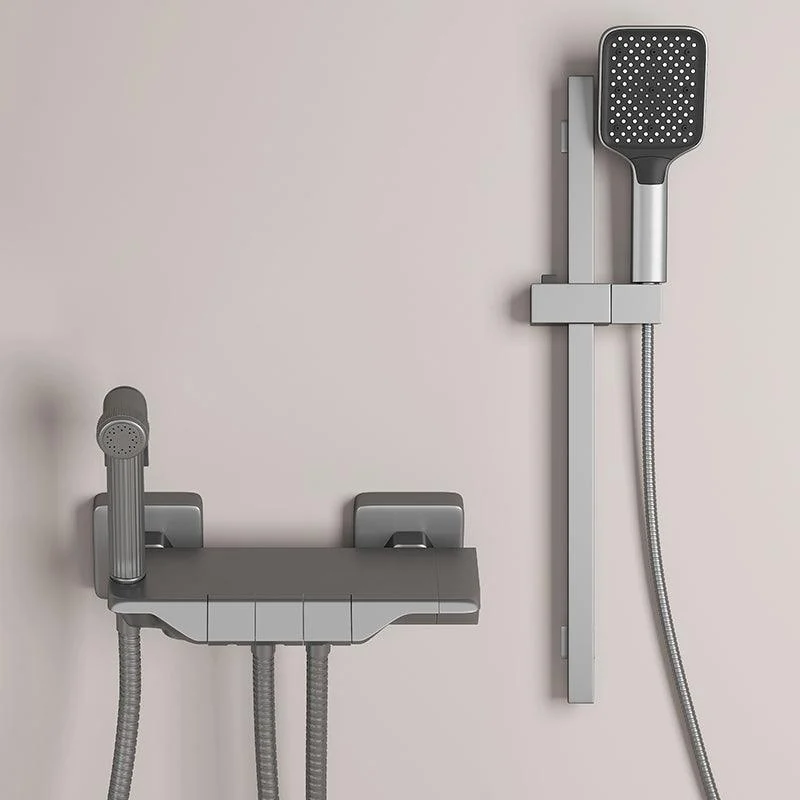 Push Button Shower System Wall Mount Handshower Square Shower System with Shower Hose -Bathlova