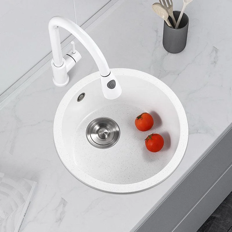 Quartz Kitchen Bar Sink Modern Round Shape Kitchen Bar Sink with Drain Assembly -Bathlova