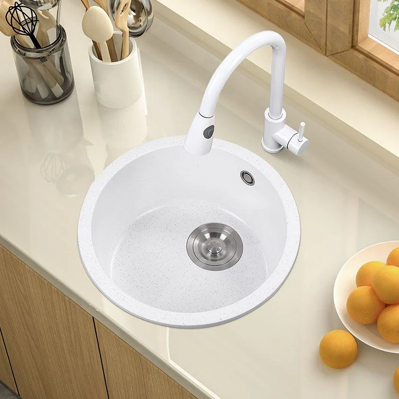 Quartz Kitchen Bar Sink Modern Round Shape Kitchen Bar Sink with Drain Assembly -Bathlova