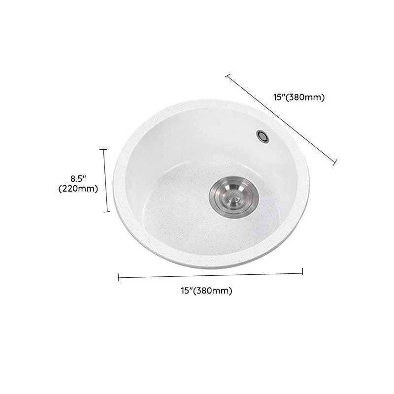 Quartz Kitchen Bar Sink Modern Round Shape Kitchen Bar Sink with Drain Assembly -Bathlova