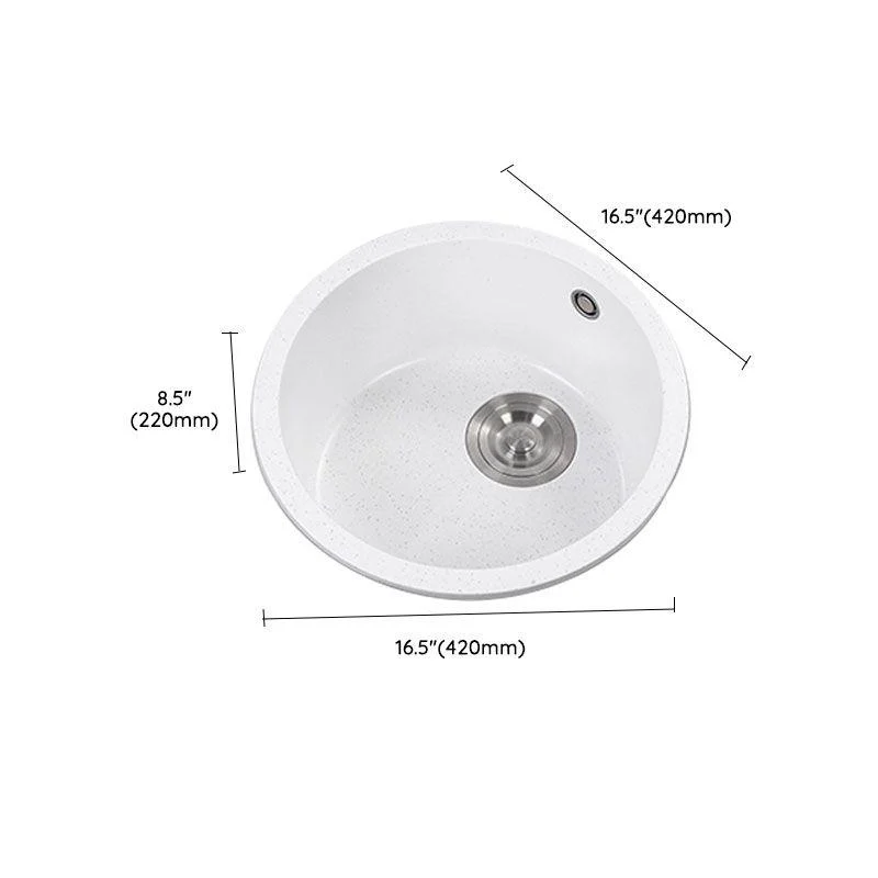 Quartz Kitchen Bar Sink Modern Round Shape Kitchen Bar Sink with Drain Assembly -Bathlova