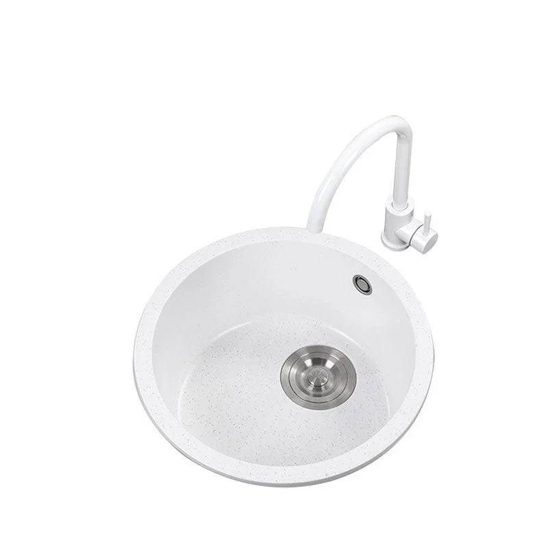 Quartz Kitchen Bar Sink Modern Round Shape Kitchen Bar Sink with Drain Assembly -Bathlova