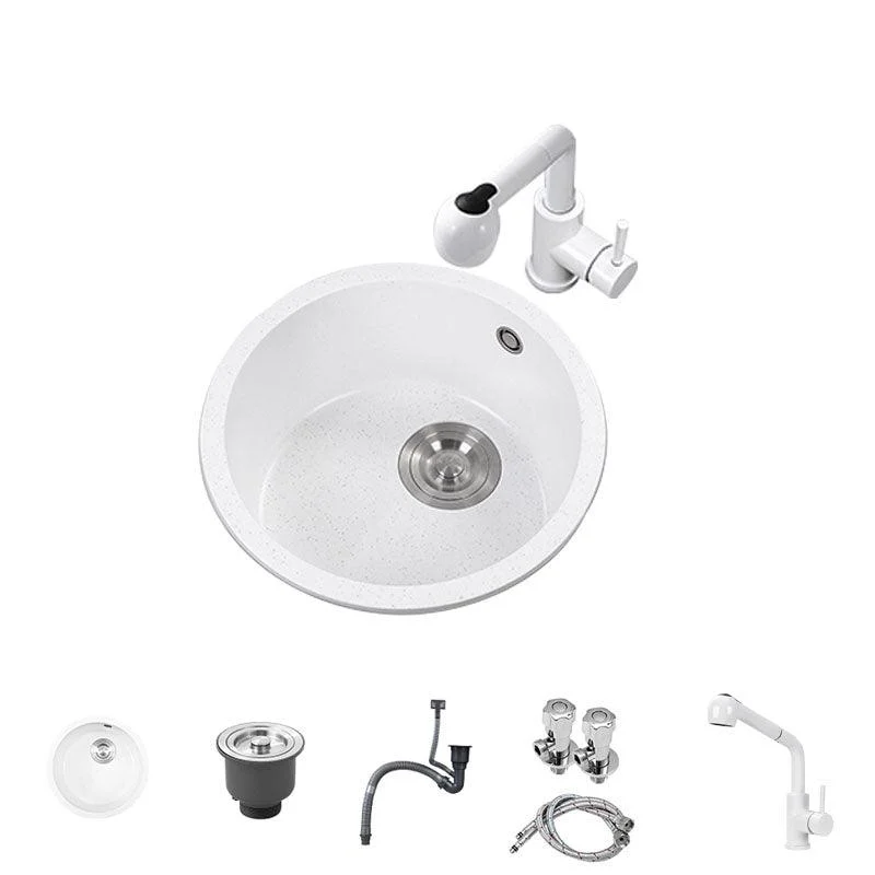 Quartz Kitchen Bar Sink Modern Round Shape Kitchen Bar Sink with Drain Assembly -Bathlova