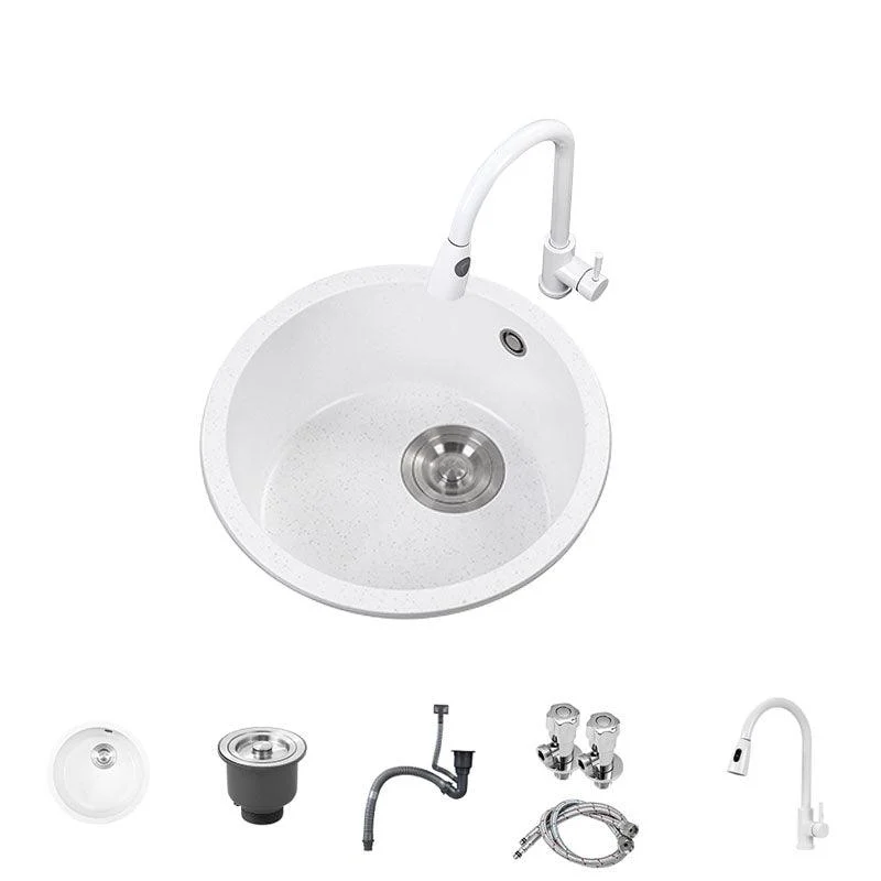 Quartz Kitchen Bar Sink Modern Round Shape Kitchen Bar Sink with Drain Assembly -Bathlova