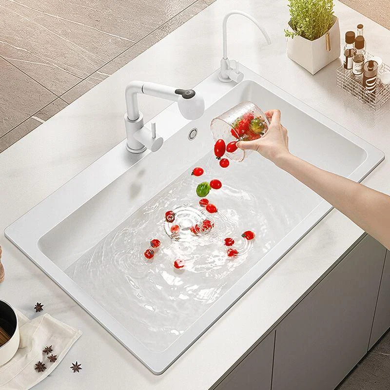 Quartz Kitchen Sink Contemporary 1-Bowl Kitchen Sink with Strainer -Bathlova