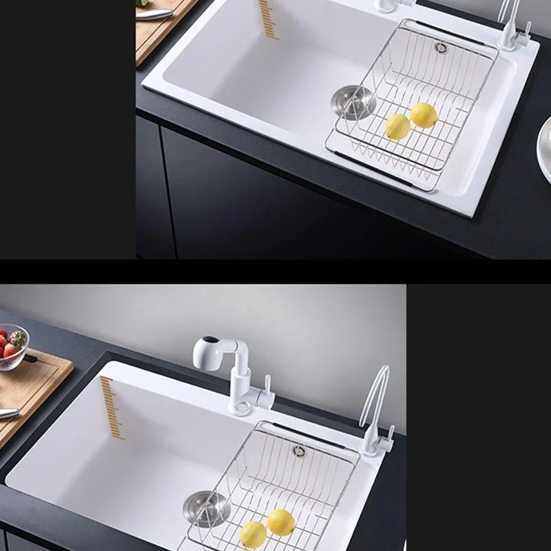 Quartz Kitchen Sink Contemporary 1-Bowl Kitchen Sink with Strainer -Bathlova