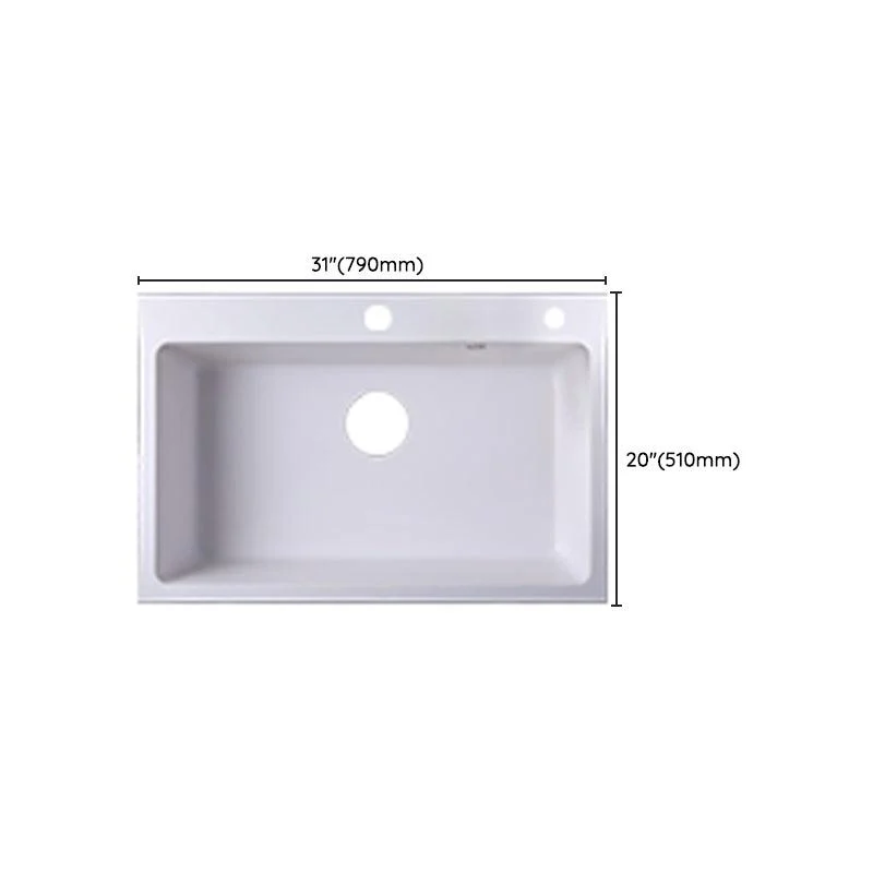 Quartz Kitchen Sink Contemporary 1-Bowl Kitchen Sink with Strainer -Bathlova