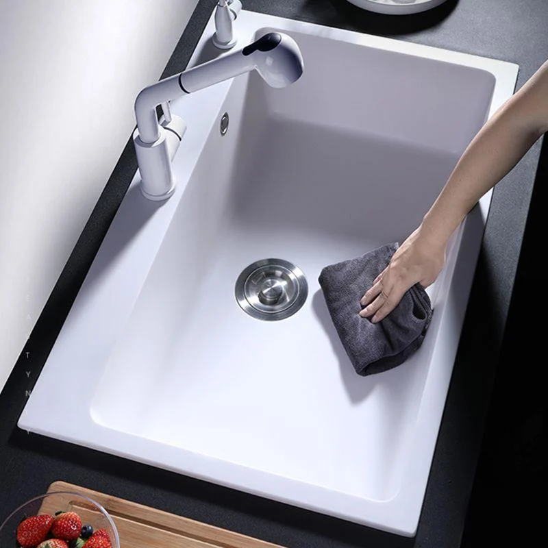 Quartz Kitchen Sink Contemporary 1-Bowl Kitchen Sink with Strainer -Bathlova