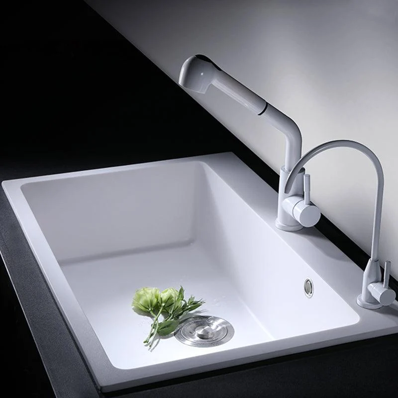 Quartz Kitchen Sink Contemporary 1-Bowl Kitchen Sink with Strainer -Bathlova