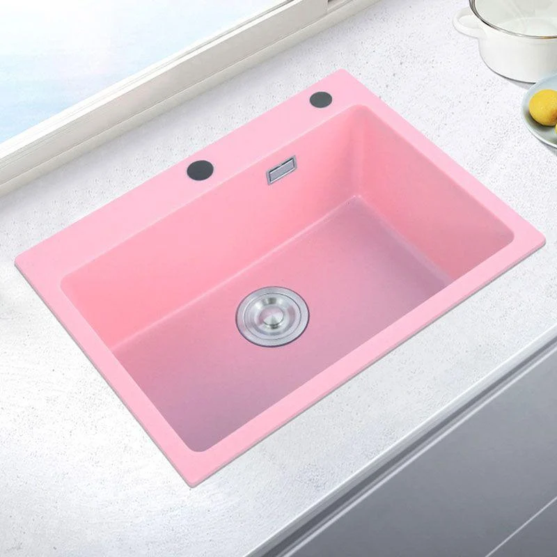 Quartz Kitchen Sink Contemporary Single Bowl Kitchen Sink with Drain Assembly -Bathlova