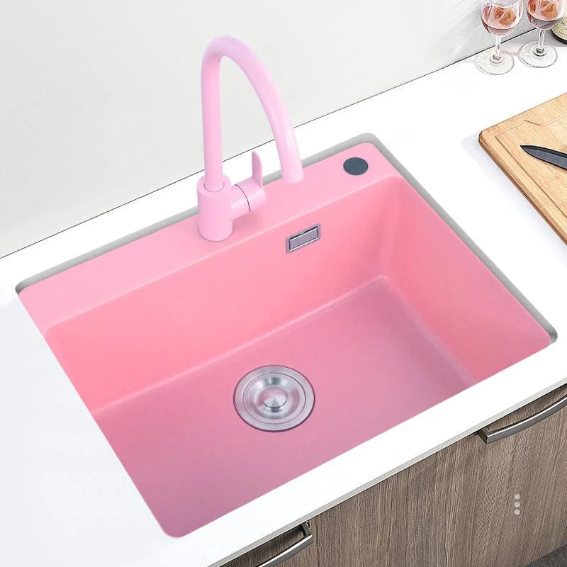 Quartz Kitchen Sink Contemporary Single Bowl Kitchen Sink with Drain Assembly -Bathlova