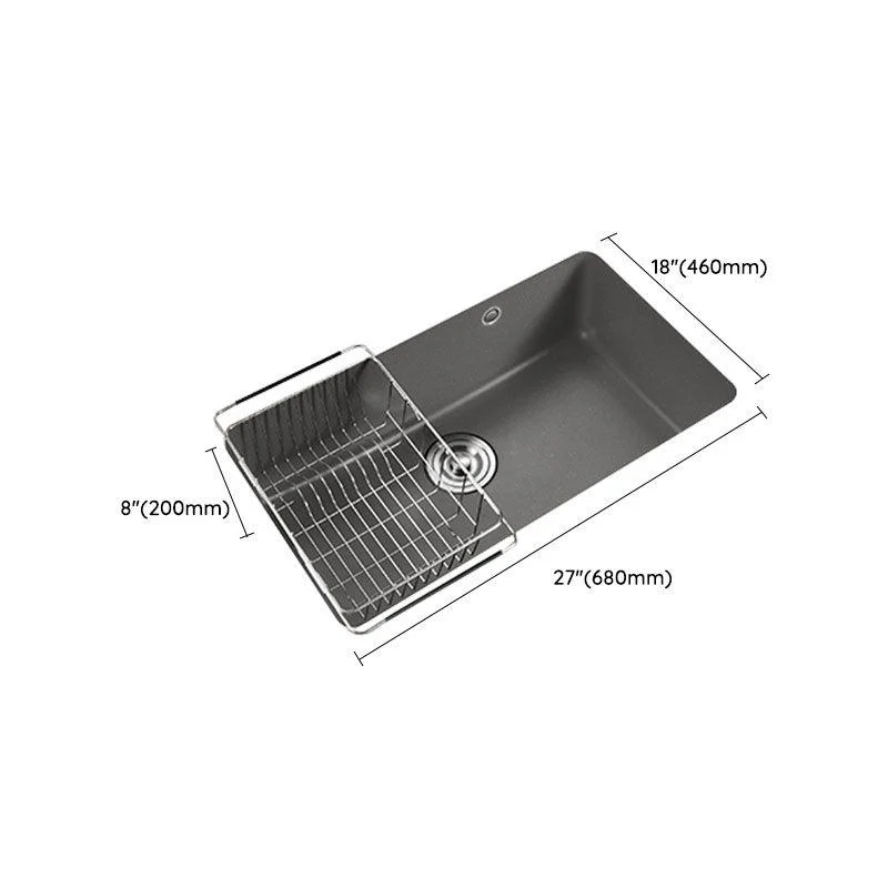 Quartz Kitchen Sink Contemporary Single Bowl Kitchen Sink with Strainer -Bathlova