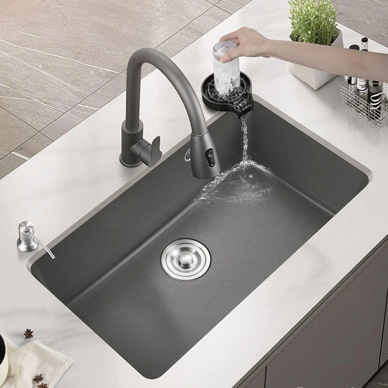 Quartz Kitchen Sink Contemporary Single Bowl Kitchen Sink with Strainer -Bathlova