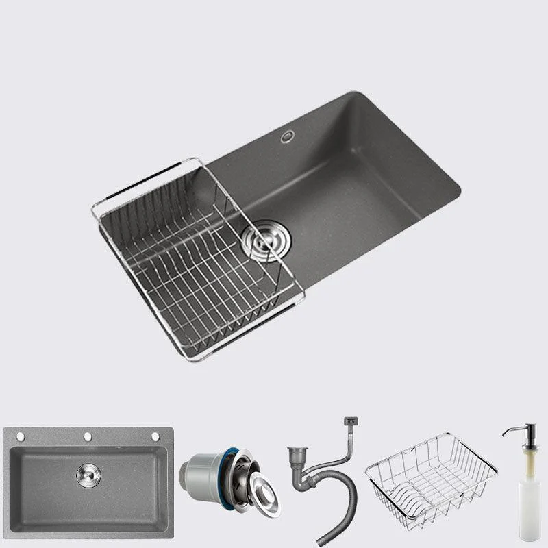 Quartz Kitchen Sink Contemporary Single Bowl Kitchen Sink with Strainer -Bathlova