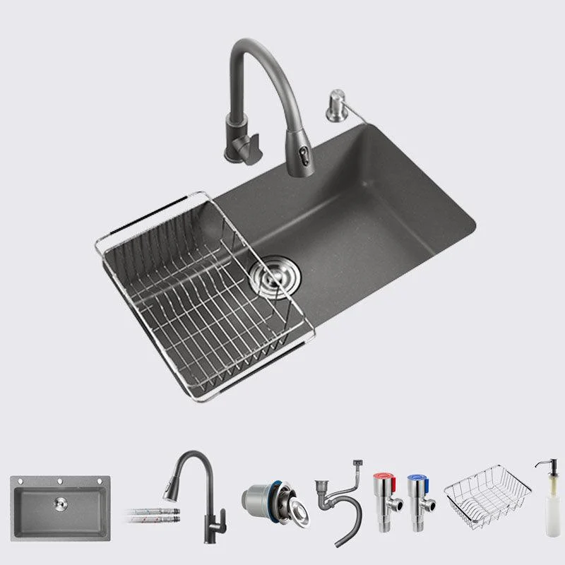 Quartz Kitchen Sink Contemporary Single Bowl Kitchen Sink with Strainer -Bathlova