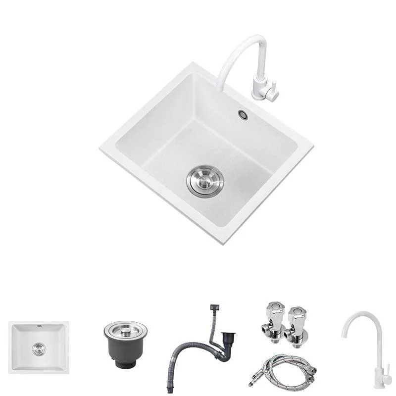 Quartz Kitchen Sink Drop-In Kitchen Sink with Basket Strainer -Bathlova