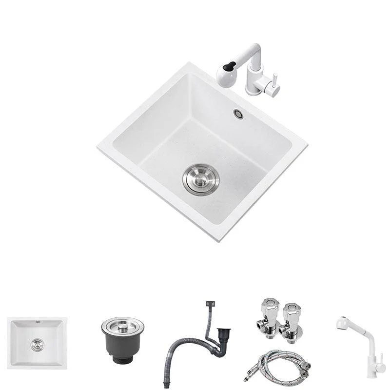 Quartz Kitchen Sink Drop-In Kitchen Sink with Basket Strainer -Bathlova