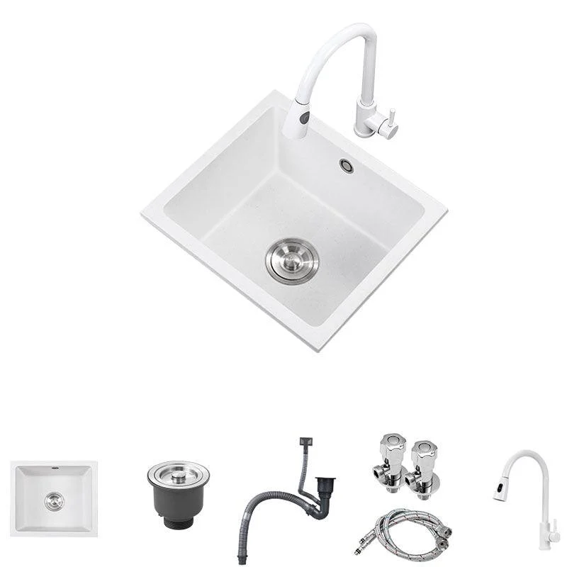 Quartz Kitchen Sink Drop-In Kitchen Sink with Basket Strainer -Bathlova