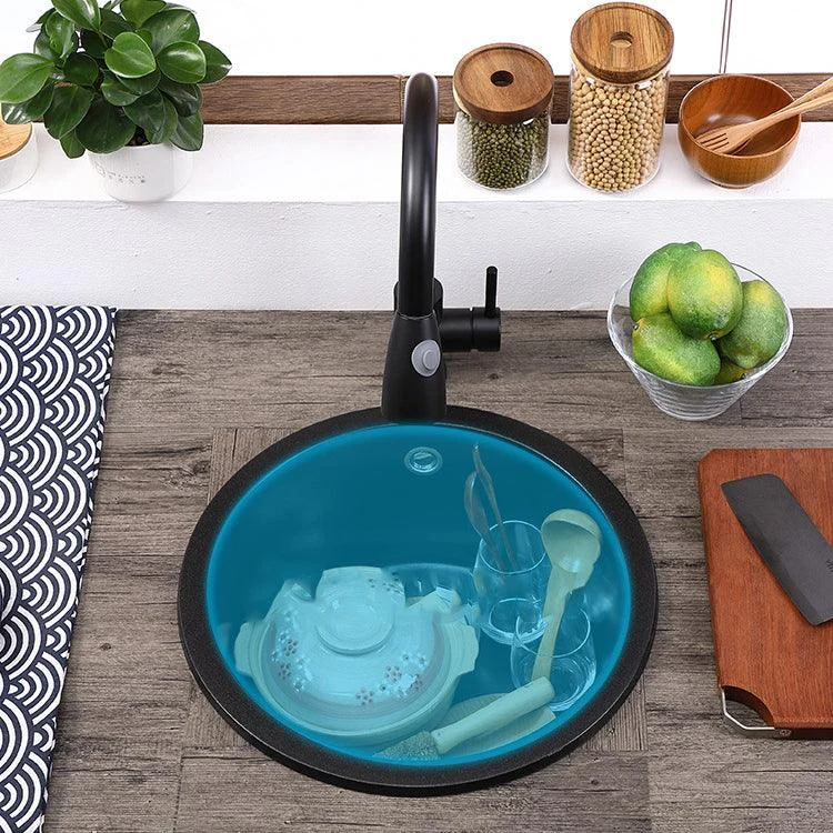 Quartz Kitchen Sink Modern Single Bowl Kitchen Sink with Round Shape -Bathlova