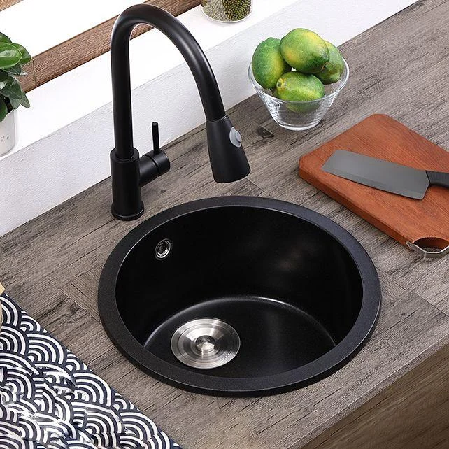 Quartz Kitchen Sink Modern Single Bowl Kitchen Sink with Round Shape -Bathlova