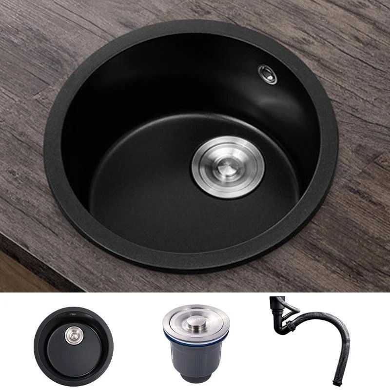 Quartz Kitchen Sink Modern Single Bowl Kitchen Sink with Round Shape -Bathlova