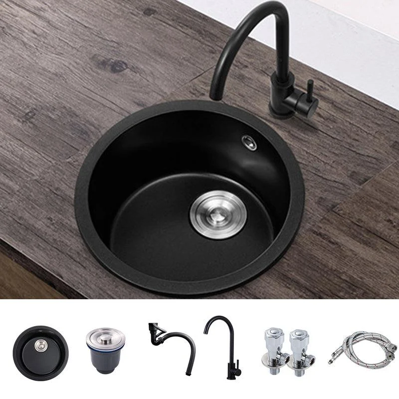 Quartz Kitchen Sink Modern Single Bowl Kitchen Sink with Round Shape -Bathlova