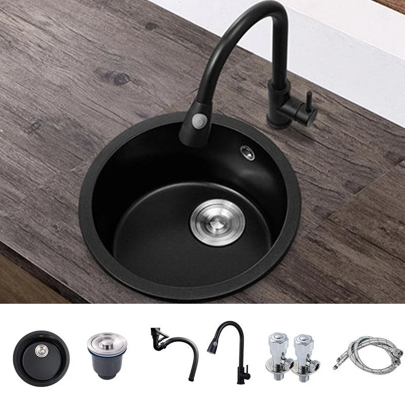 Quartz Kitchen Sink Modern Single Bowl Kitchen Sink with Round Shape -Bathlova