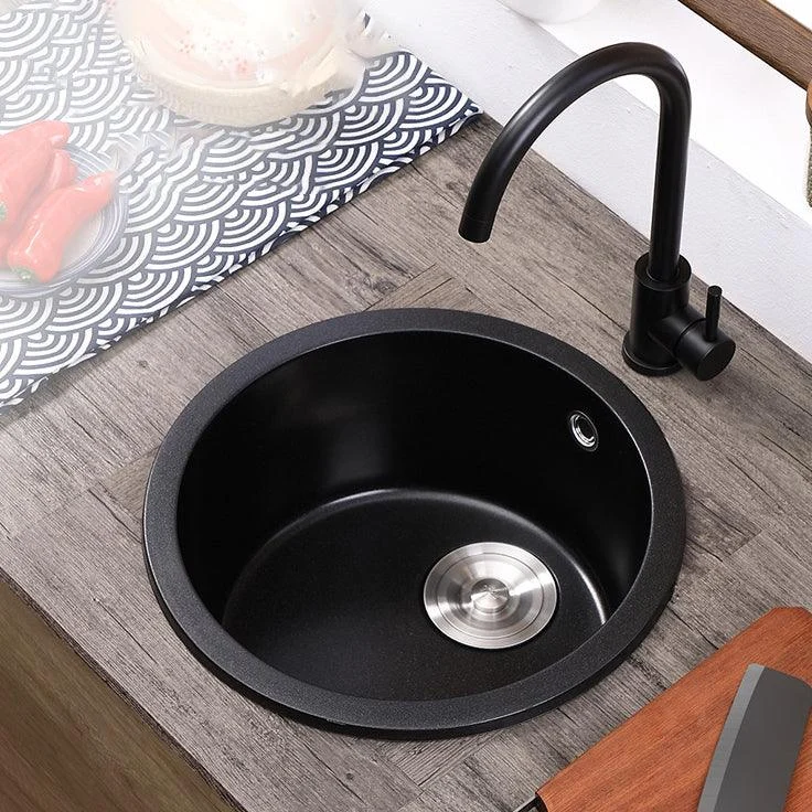 Quartz Kitchen Sink Modern Single Bowl Kitchen Sink with Round Shape -Bathlova