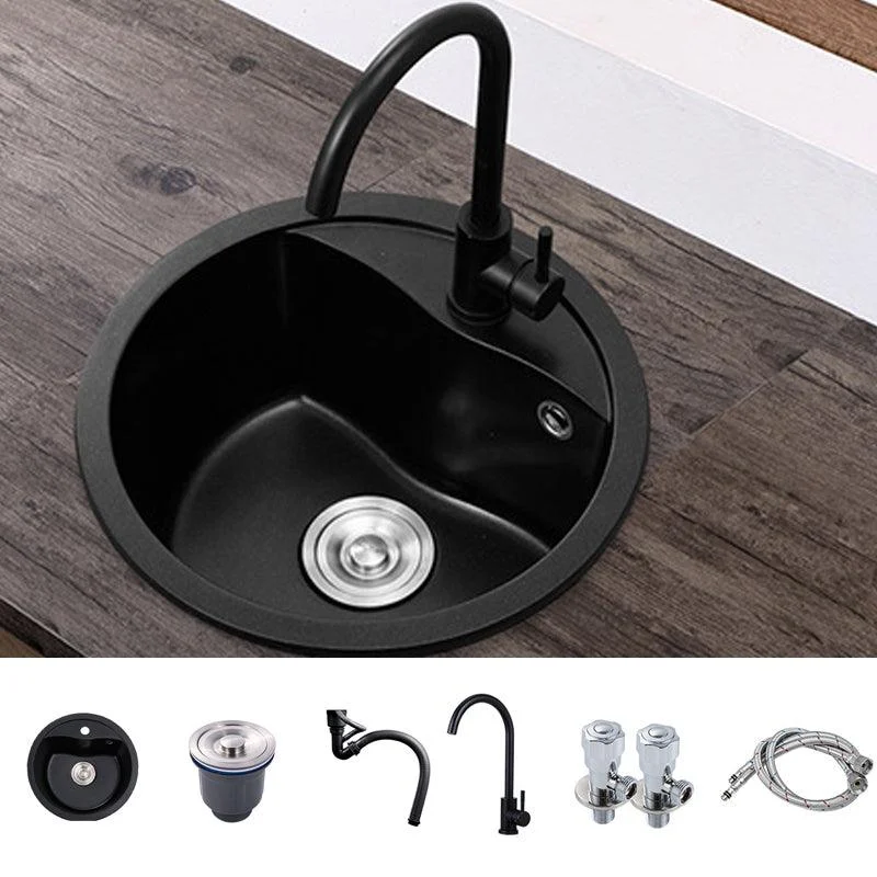 Quartz Kitchen Sink Modern Single Bowl Kitchen Sink with Round Shape -Bathlova