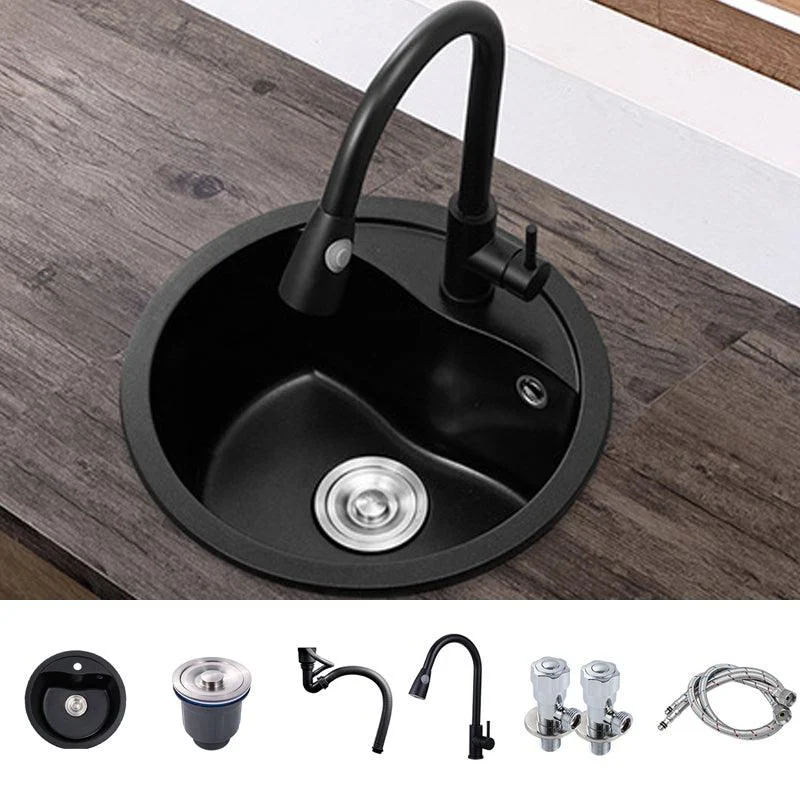 Quartz Kitchen Sink Modern Single Bowl Kitchen Sink with Round Shape -Bathlova