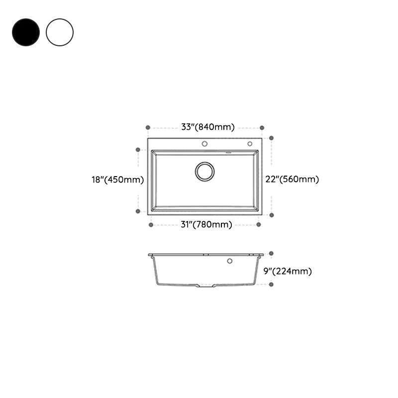 Quartz Kitchen Sink Modern Single Bowl Kitchen Sink with Strainer -Bathlova