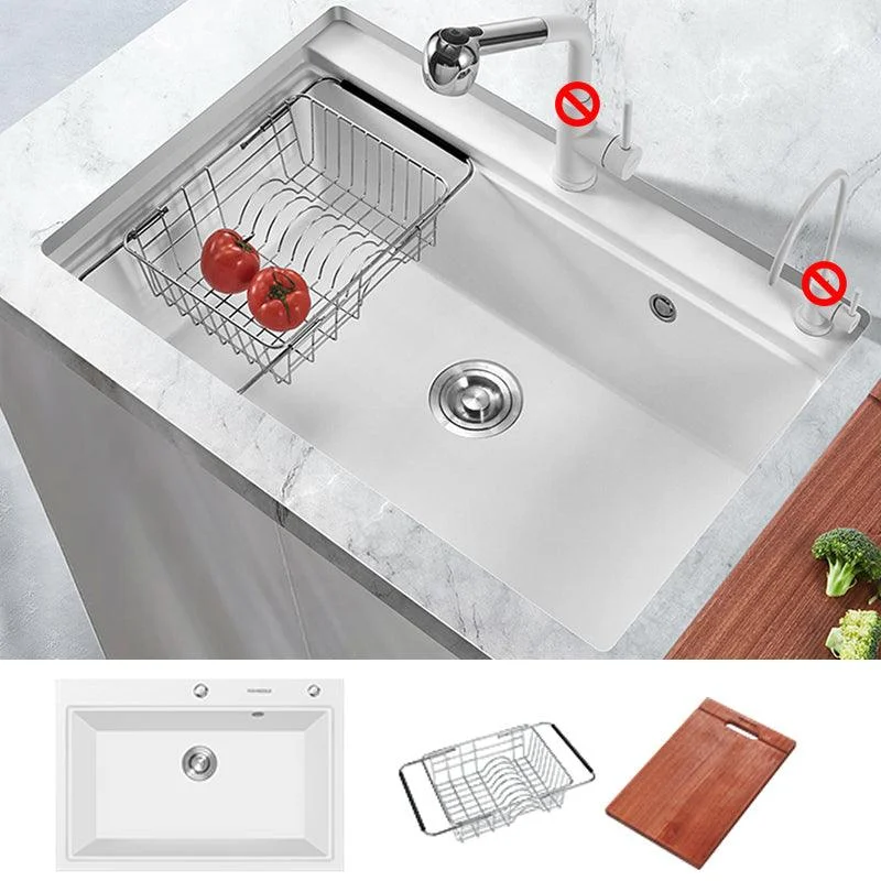 Quartz Kitchen Sink Modern Single Bowl Kitchen Sink with Strainer -Bathlova