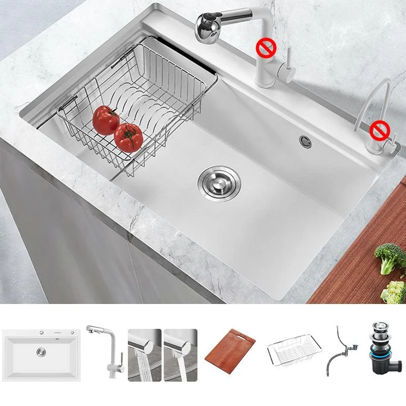 Quartz Kitchen Sink Modern Single Bowl Kitchen Sink with Strainer -Bathlova