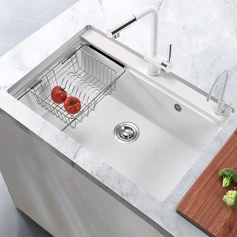 Quartz Kitchen Sink Modern Single Bowl Kitchen Sink with Strainer -Bathlova