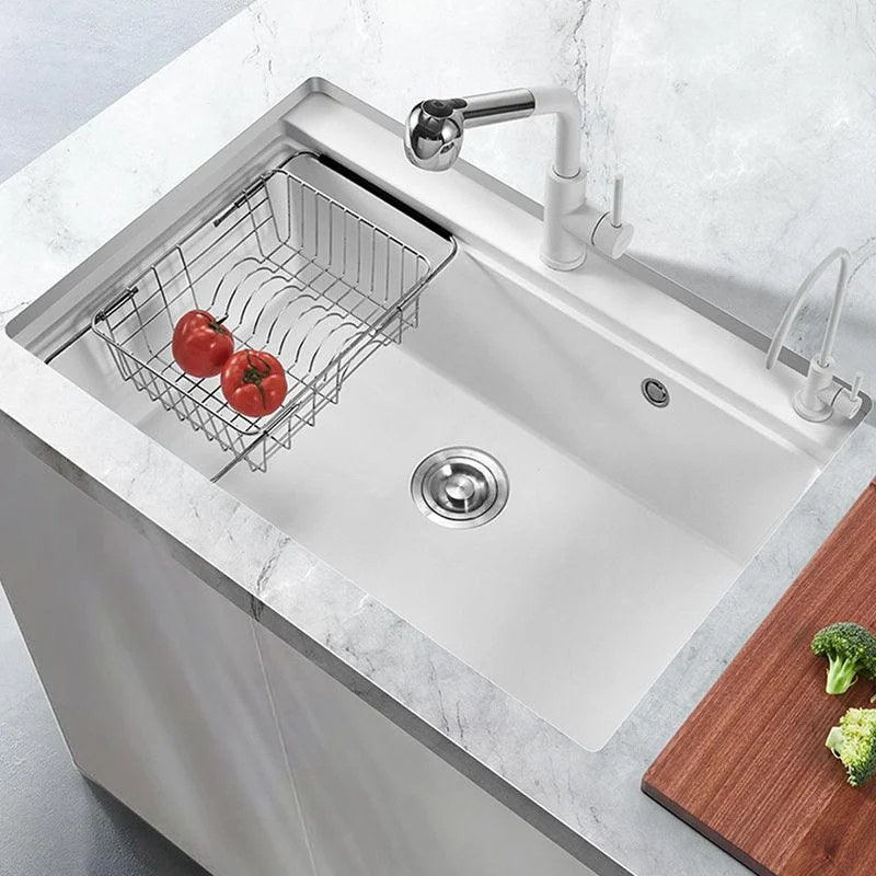 Quartz Kitchen Sink Modern Single Bowl Kitchen Sink with Strainer -Bathlova